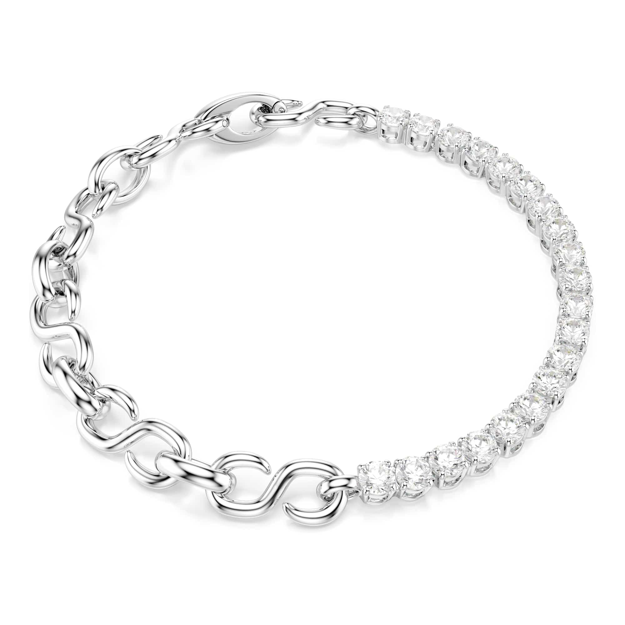 Swarovski Matrix Bracelet, Round Cut, White, Rhodium Plated