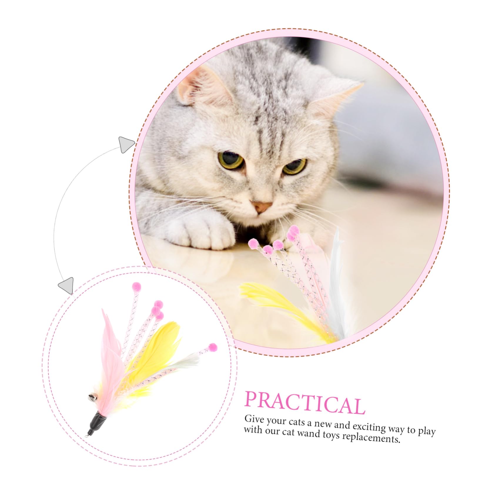 Happyyami 40pezzi Giocattoli Interattivi Per Gatti Con Piume Sostituibili Di Ricambi Per Cannette Da Gioco Sicuri e Resistenti Per Gioco e Interazione Con Tuo Felino