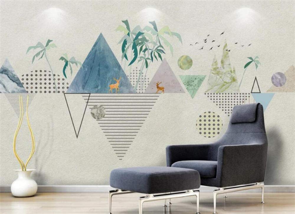 Papier peint 3D géométrique nordique moderne avec wapiti mural salon 200x140 cm