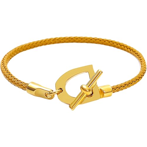 Bracelets Fashion for Men Women Cuff Bracelet, Charm Bracelet Titanium Steel 18K Gold Plated Bracelet Love Wire Rope Bracelets, Women's Gift Jewelry