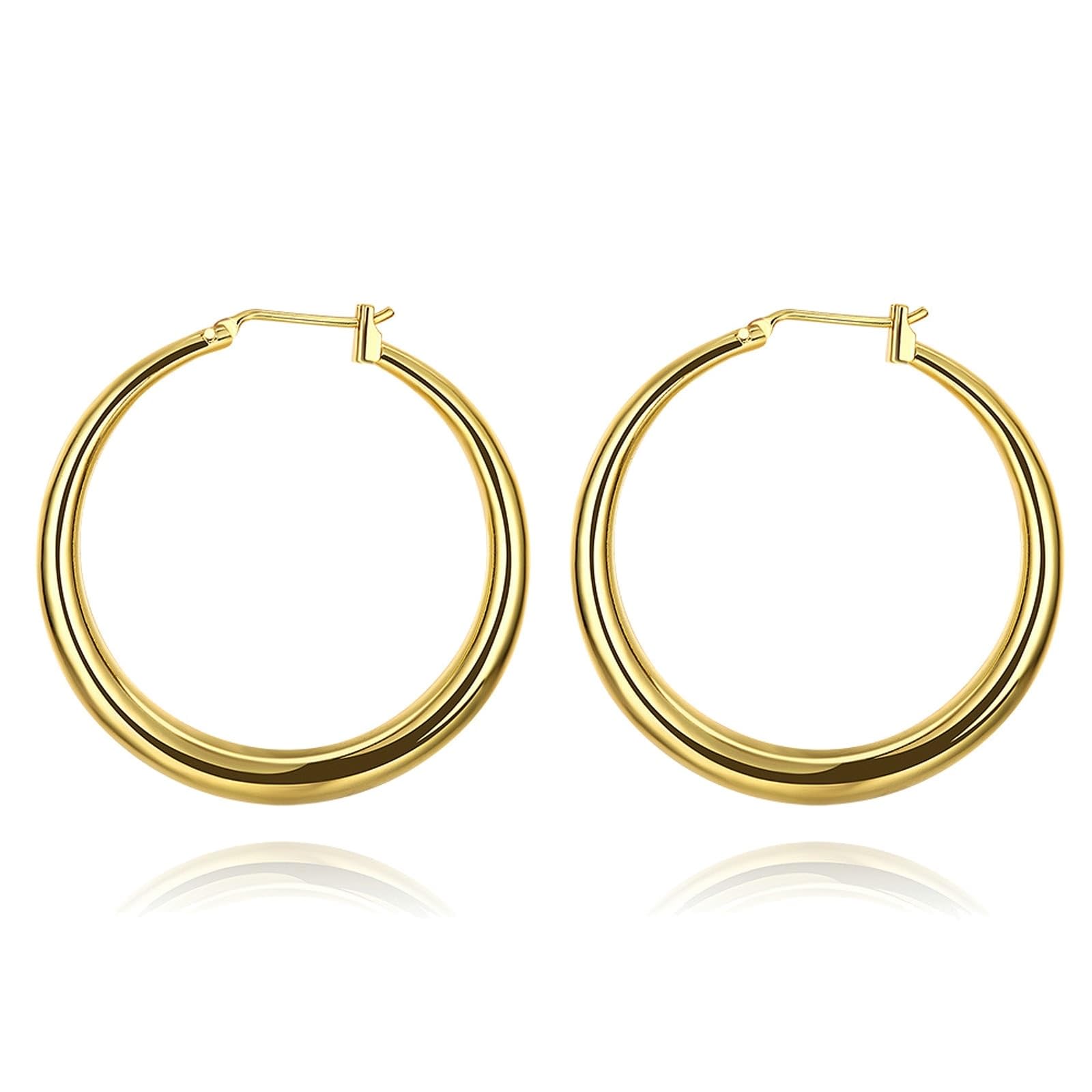 KnSam Pendientes de aro para mujer, oro amarillo Au750 de 18 quilates, pendientes de aro au750 para mujer, joyas pequeñas auténticas, doradas