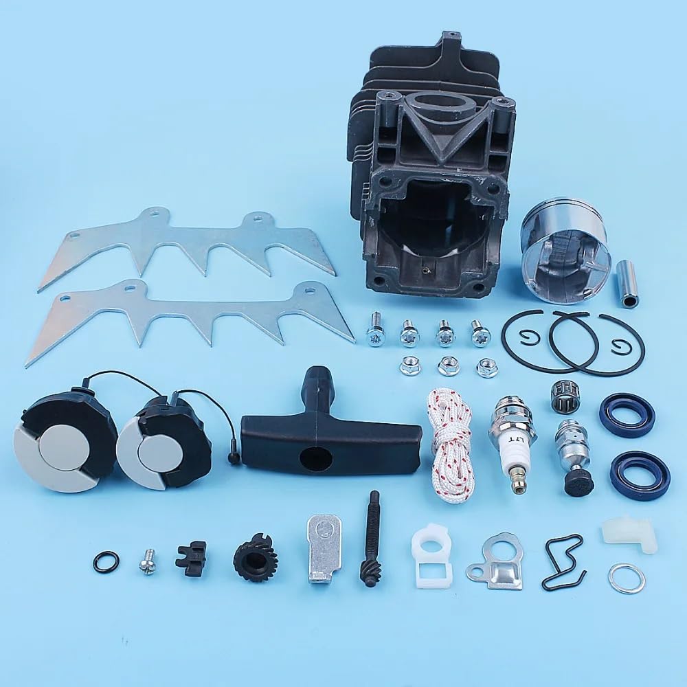 Kit de Ajuste de púas de trinquete de pistón de Cilindro de 46 mm for Motosierra MS280, MS270, MS 270 y 280. Tapa de Gasolina y trinquete de Arranque.