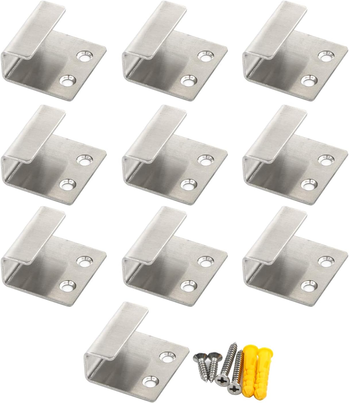 Stainless Steel Hanging Hook 90 Degree Right Angle Hanger for Bathroom Clothes Coat, Pack of 10