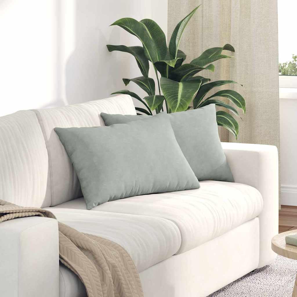 FWIKDUN Sofakissen 2 Stück mit Reißverschluss und Polyesterfüllung, Cordstoff Bezug in Hellgrau, Elegante Cord Kissen 60 x 40 cm für Sofa, Cordstoff Sofakissen Set, Moderne Cord Bezug Home & Kitchen