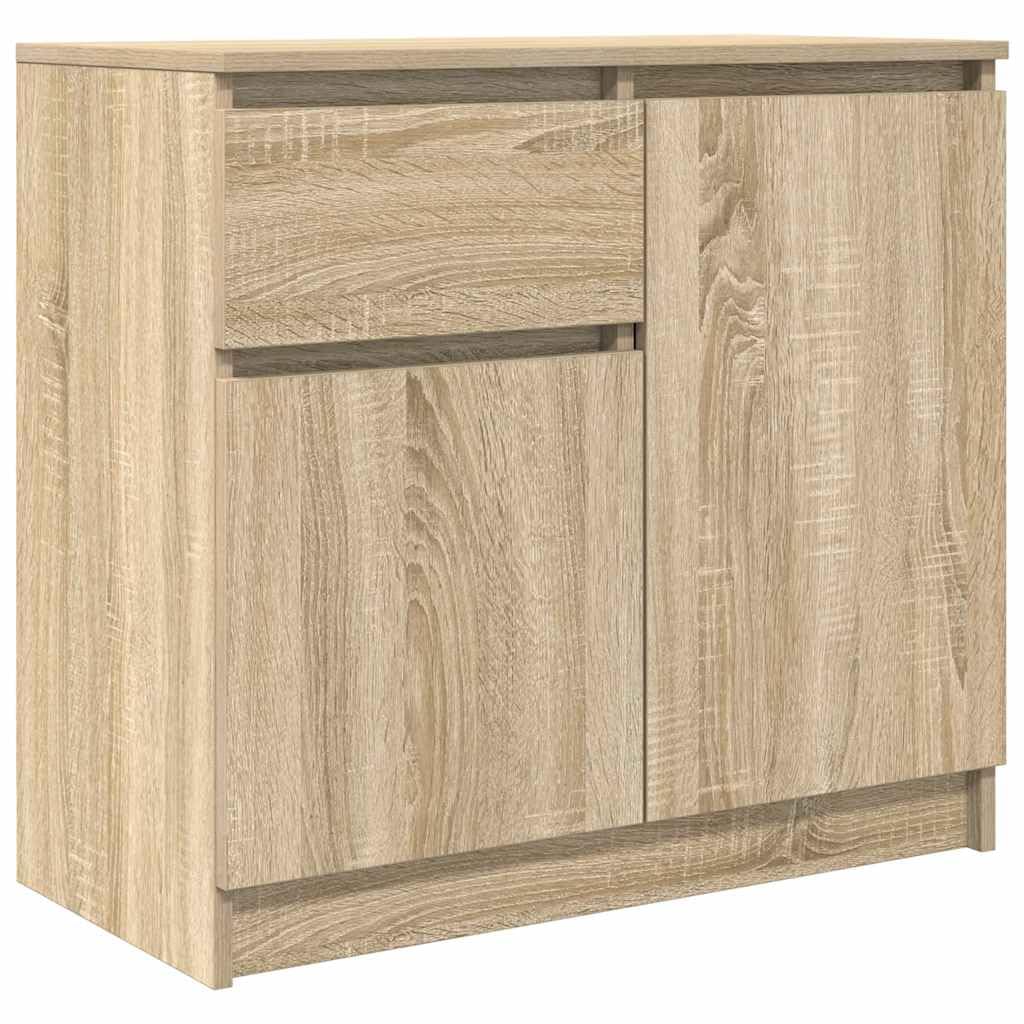 vidaXL Sideboard mit Schublade Sonoma-Eiche 71x35x65 cm Holzwerkstoff, Kommode, Schrank, Flurschrank, Anrichte, Küchenschrank, Wohnzimmerschrank