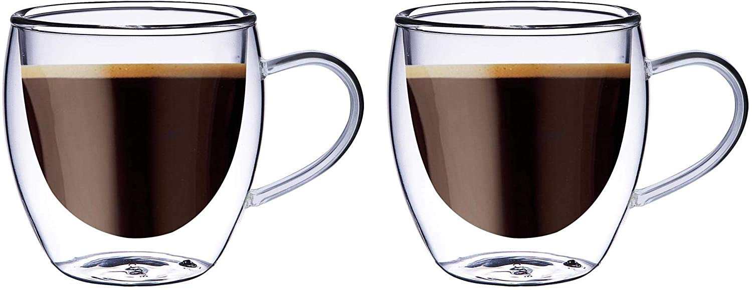 BlackstoneDouble Wall Glass Tumbler Cups, Suitable for coffee or tea, Coffee cups 2PCS SET 100ML - DH902