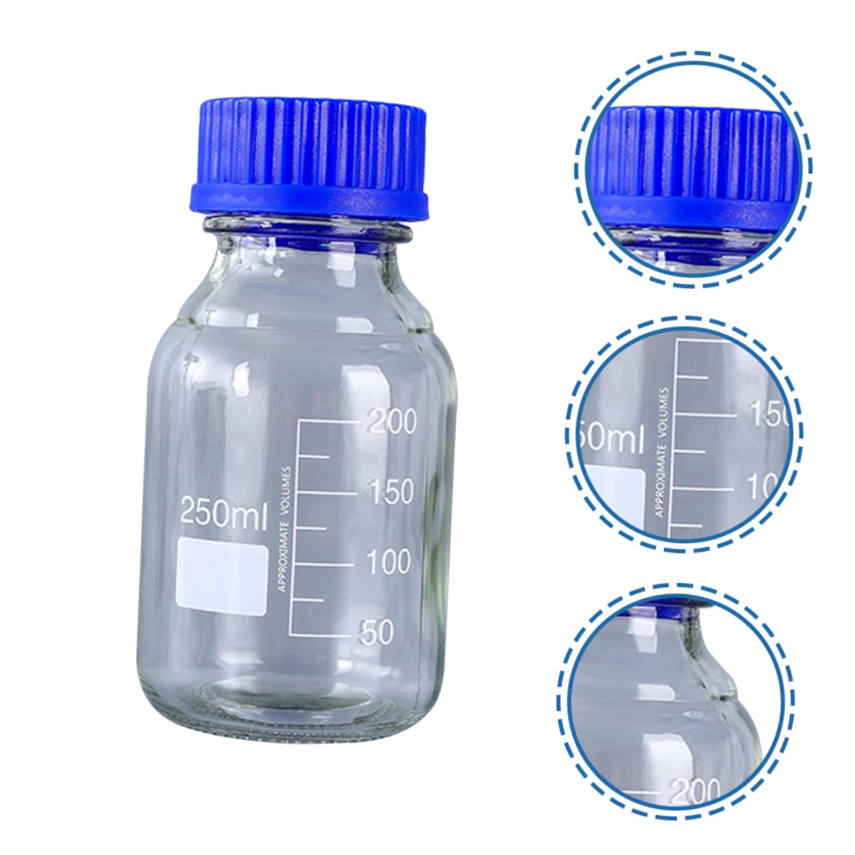 Luxshiny 3pezzi Bottiglia in Vetro per Reagenti Chimici Contenitore Ricaricabile per Medicinali Flacone per Campioni di Laboratorio Resistente Urti e Cadute Ermetico