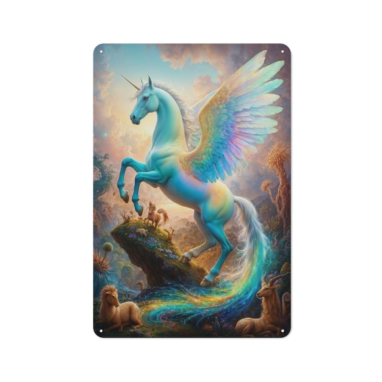 Junmoney Fantastical Pegasus Safari Retro Metal Wall Sign 30X20cm For Bar Or Restaurant, For Vintage Wall Decor Fans, For Kitchen And Home Bar Decor