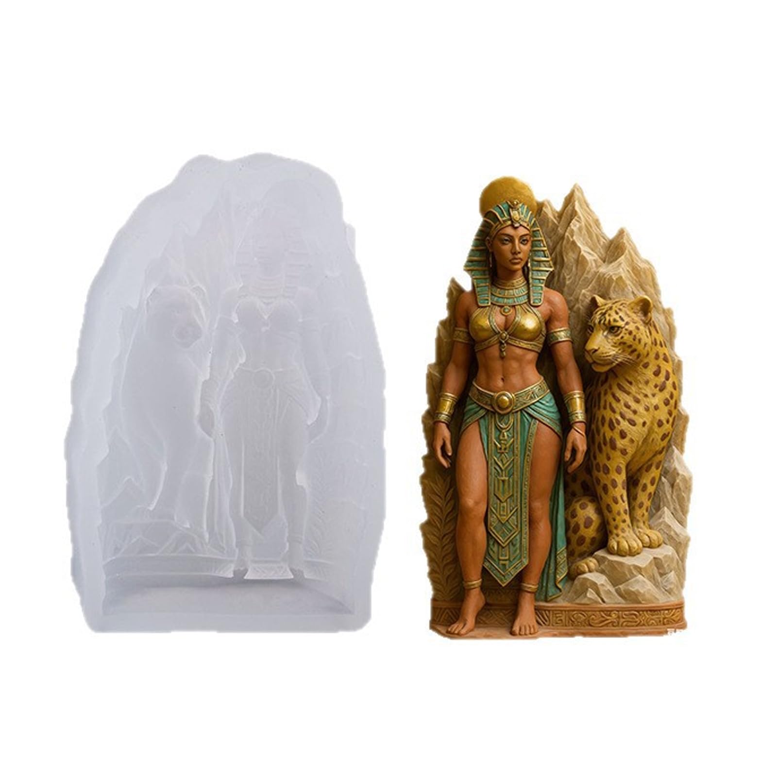 Oxxggkao Egyptian Lady Silicone Molds Temperature Resistant for Making Soap Gypsum Ornament Epoxy Resin Food Grade Elastomer Cast
