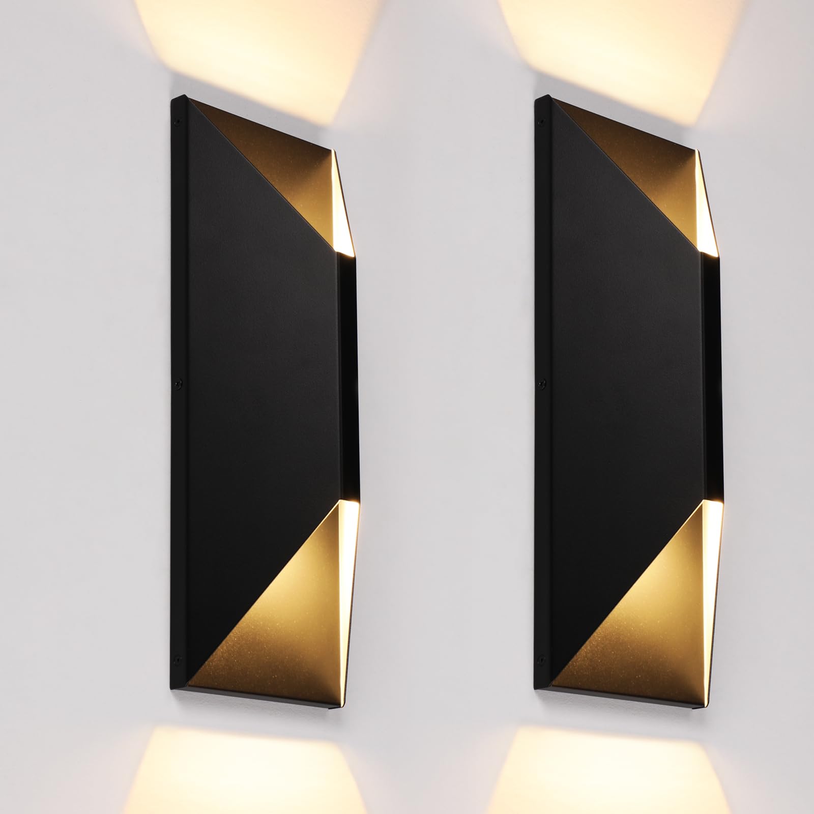 LEONLITE Dimmable LED Up Down Wall Light, 100-277V, CRI 90+, IP65 Waterproof, 10%-100% Dimmable for Commercial Outdoor, 14 Inch Modern Porch Light, 3000K, Pack of 2