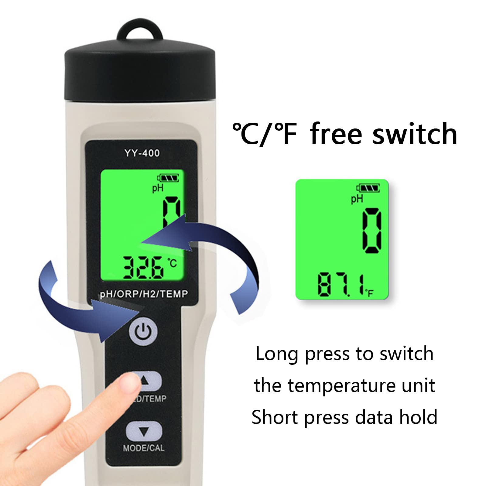 Misuratore di qualità dell'acqua portatile PH Meter pH/ORP/H2/TEMP Meter per la casa