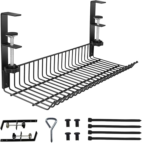 RedCall Organizador de cables debajo del escritorio, organizador de cables de alambre de 15.3 pulgadas debajo del escritorio, bandeja de gestión de
