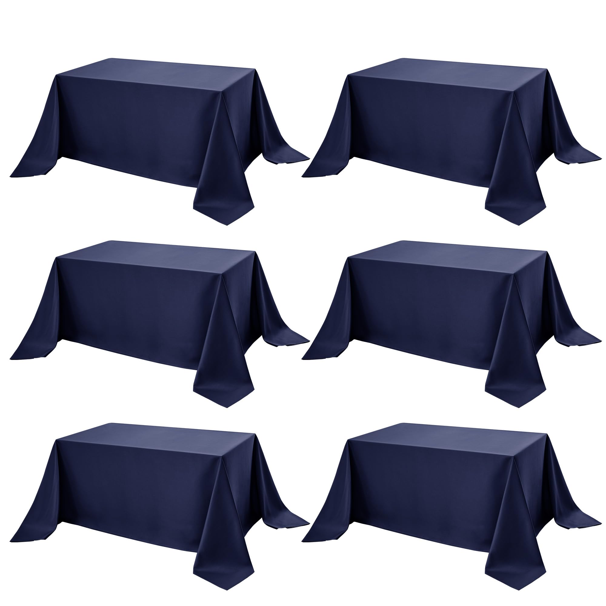 6-Pack Navy Blue Tablecloths for Rectangle Tables, 90 x 156 Inches