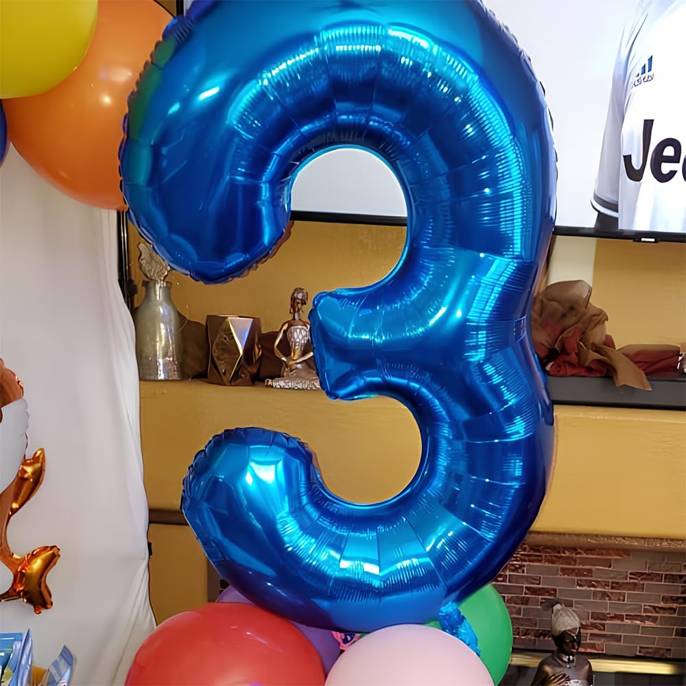 Foil Globo Número 5 Azul 40" (101cm), Inflable Helio o aire, Gigante Numeros 0-9, 10-19, 20-29, 30-100, Grande Globos Decoración para La Boda Aniversario y Cumpleaños Fiestas — view 395