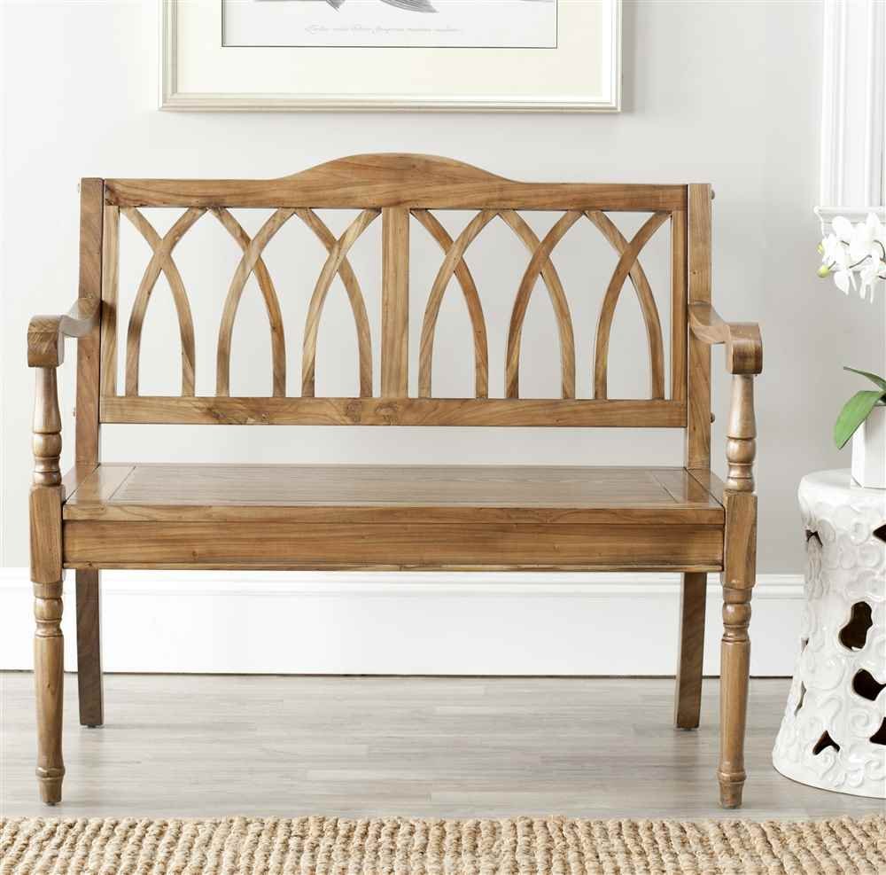 SAFAVIEH Furniture - Benjamin Bench - Oak - Solid Wood - Farmhouse High-Back Design - Ideal for Entryway, Living Room, Dining Room, 17.1" Seat Height (AMH6500E)