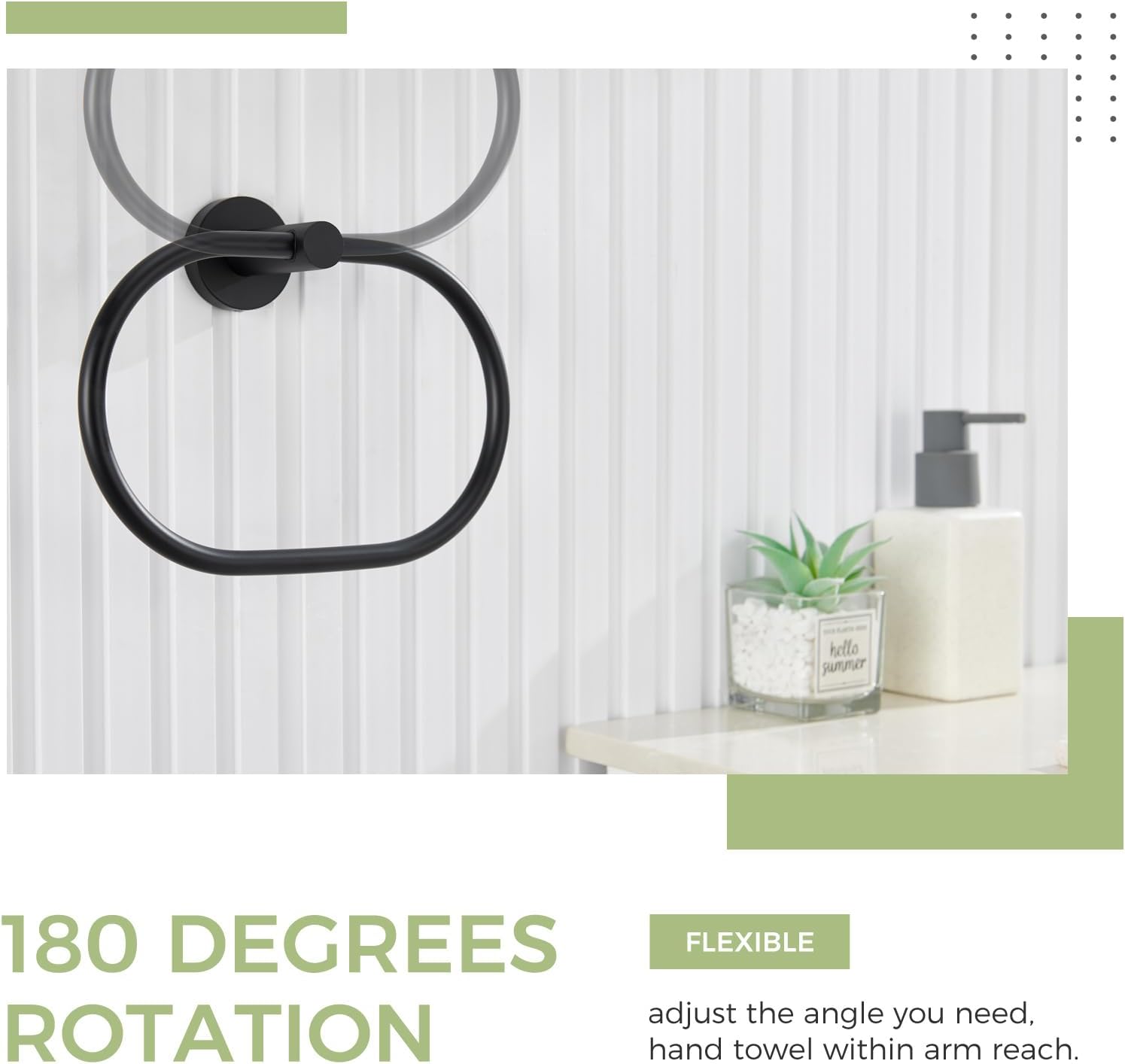 Oval Towel Ring and Bath Robe Hook 2 Pcs Bundle, APLusee Matte Black Stainless Steel Bathroom Accessories Wall Mounted