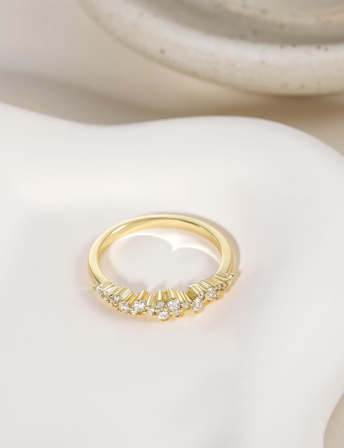 Mameloly Wedding Bands for Women Silver/ 14K Gold Plated/Rose Gold Plated Dainty Stackable CZ Cubic Zirconia Engagement Rings for Her Size 3-12 - Image 2