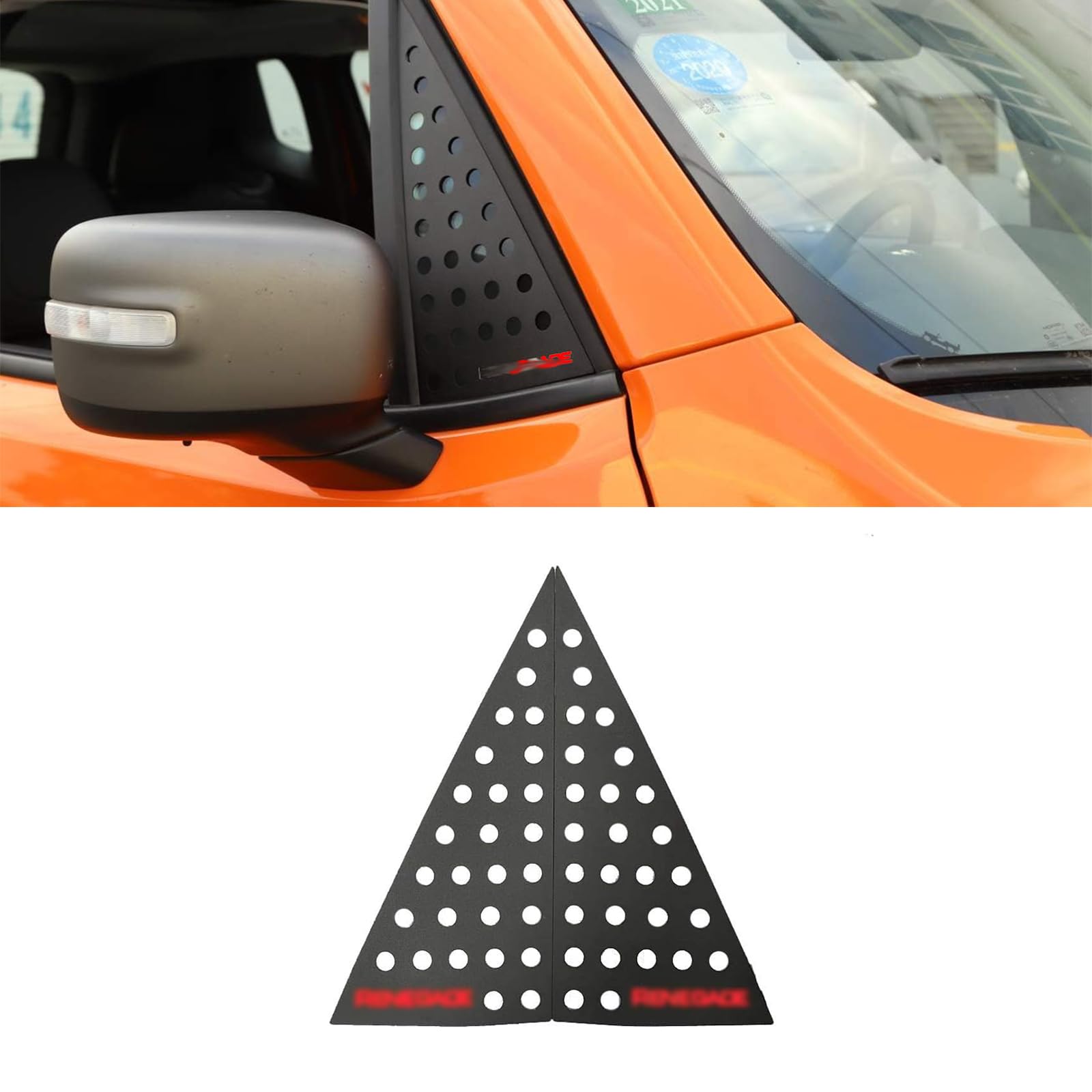 Alluminio coperture finestra ad angolo per Jeep Renegade 2016-2024 finestrini triangoli (Rosso, Anteriori)
