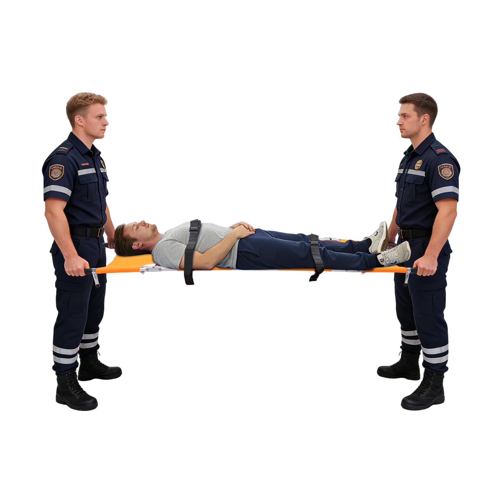 Barella per malattia, pieghevole, con fibbie, 210 x 53 cm, portata di emergenza fino a 150 kg, per salvataggio e trasporto a distanza (arancione)