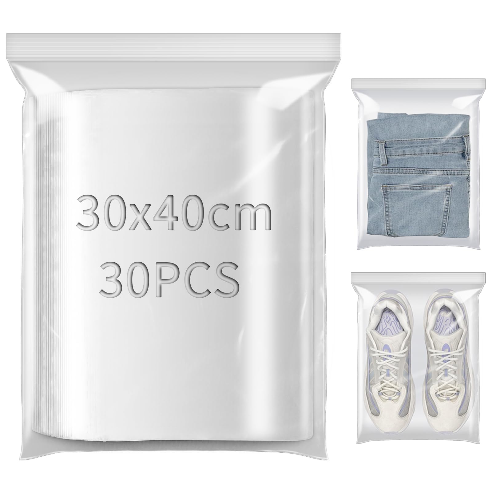 TXXATX 30x40cm Resealable Plastic Bags 30pcs Plastic Bag Sealable Large Sealed Bags Sealable Clear Seal Bag for Clothing Food Office Supplies Collectibles Storage