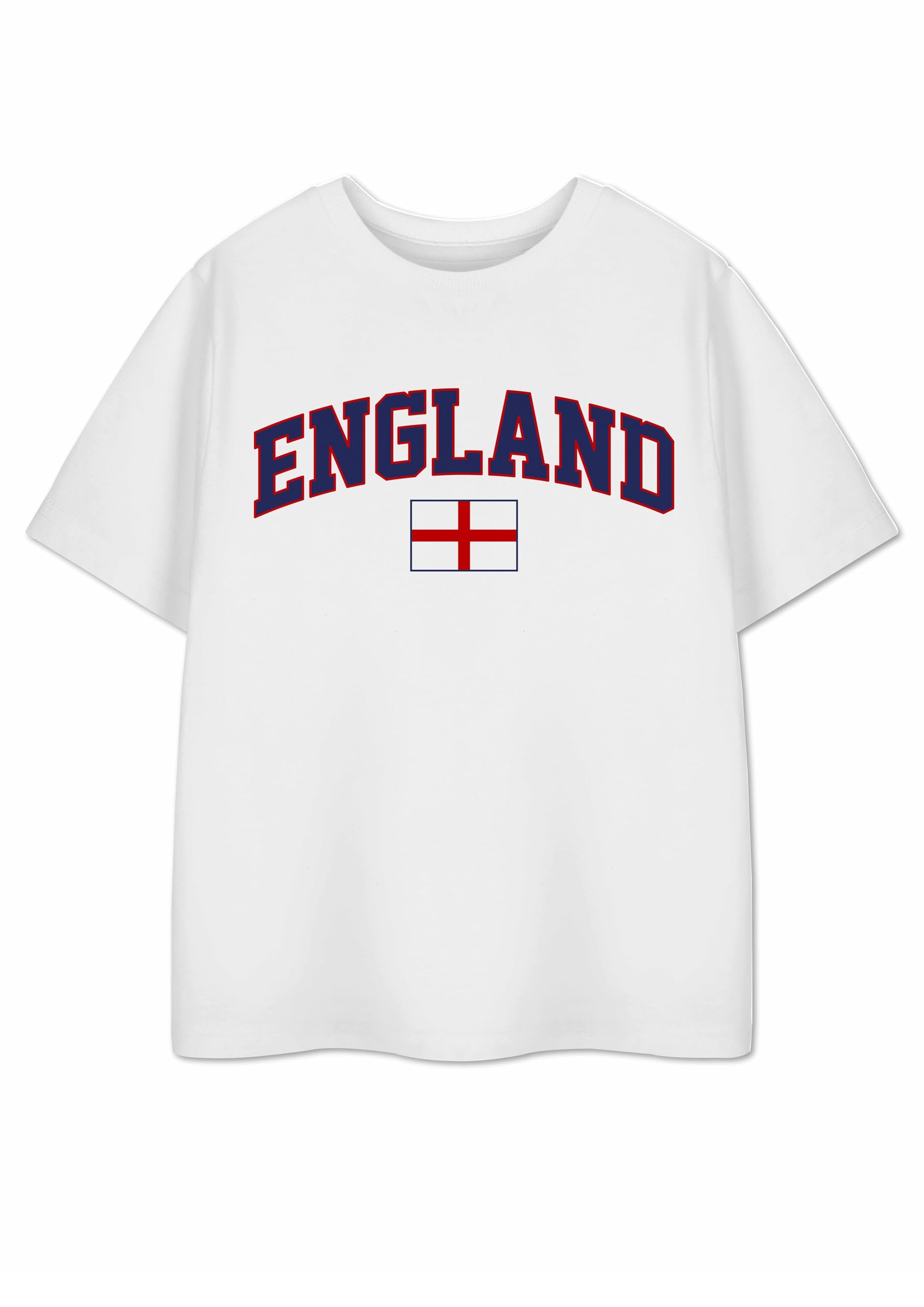 Show Me The Merch Kids England White Graphic Tee | St. George's Cross Flag Short Sleeve Top | Unisex Football Tournament Merchandise | Children's England Pride T-Shirt - 2-3 Years