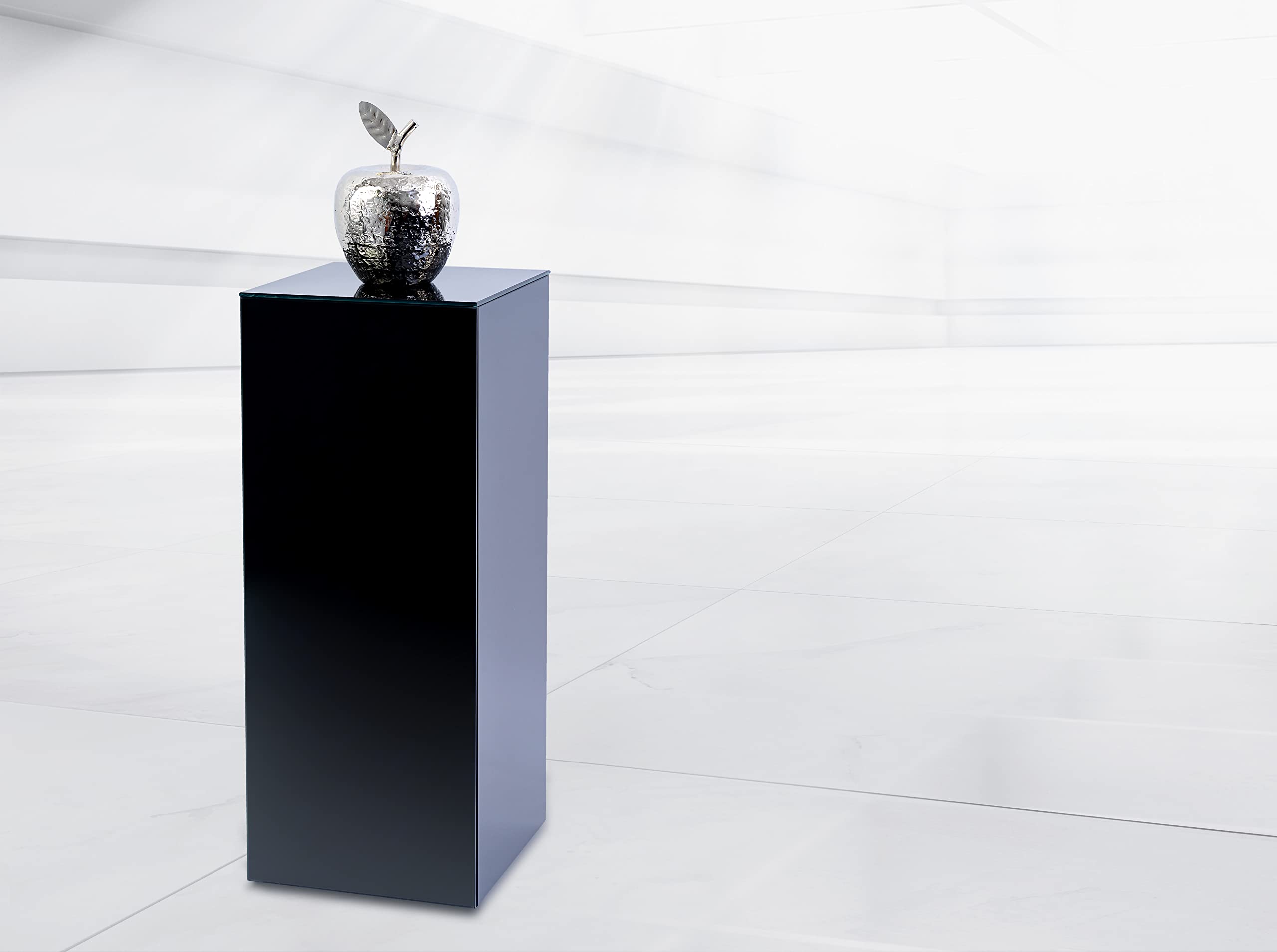 Blumensäule, Säule, Dekosäule, Podest, Glassäule Emilia aus schwarzem Glas (30 x 30 x 90cm)