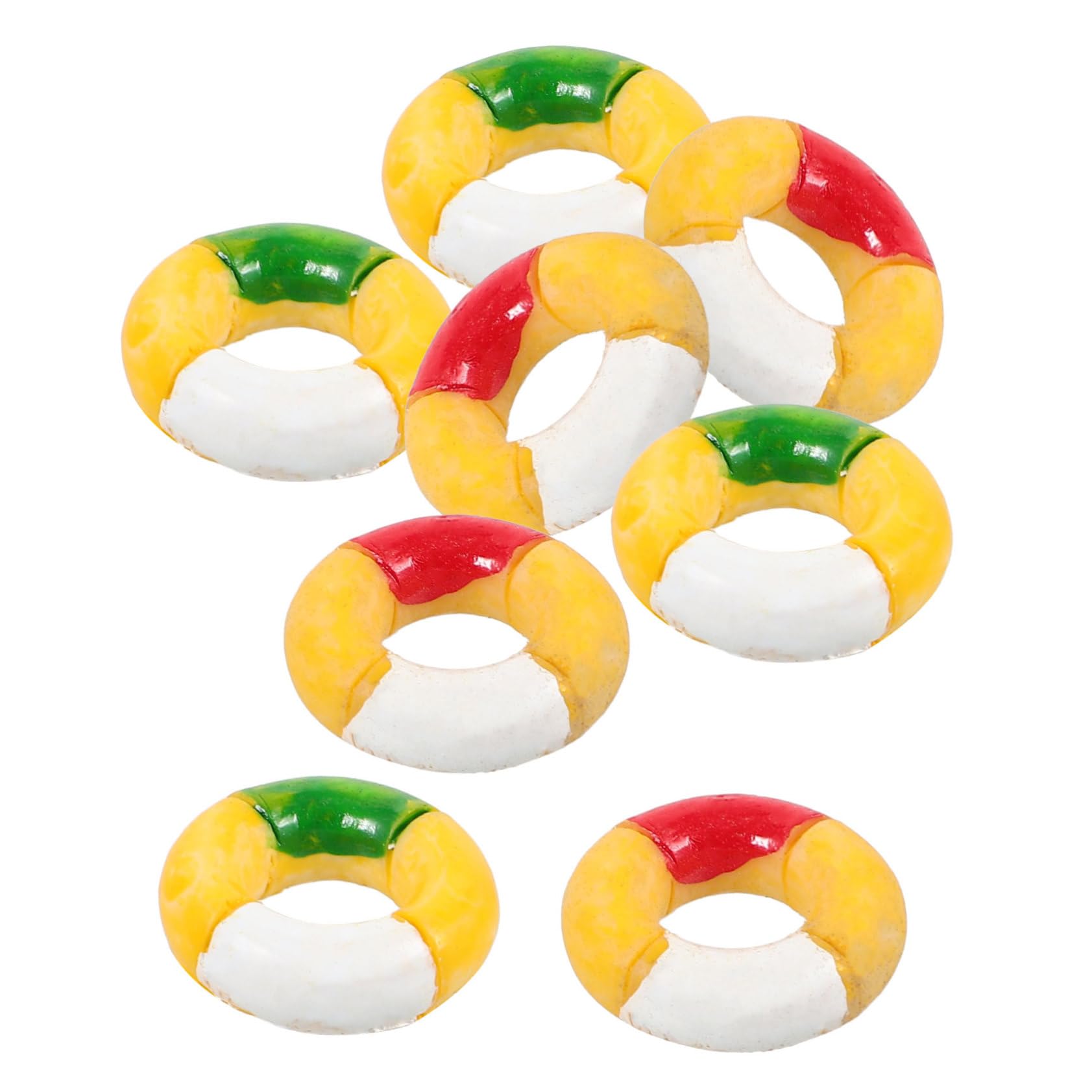 Mikikit Mini Swim Ring Ornaments Set 10pcs Tiny Swim Rings Cartoon Decor Boys and Girls' Small Floaties for Bathtub Pool DIY Mini Houses