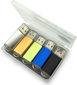 Ebamaz USB Flash Drives 2.0 Metal Key Pack of 5 Colors (128MB,Not GB,Smaller Than 1GB,Blank)
