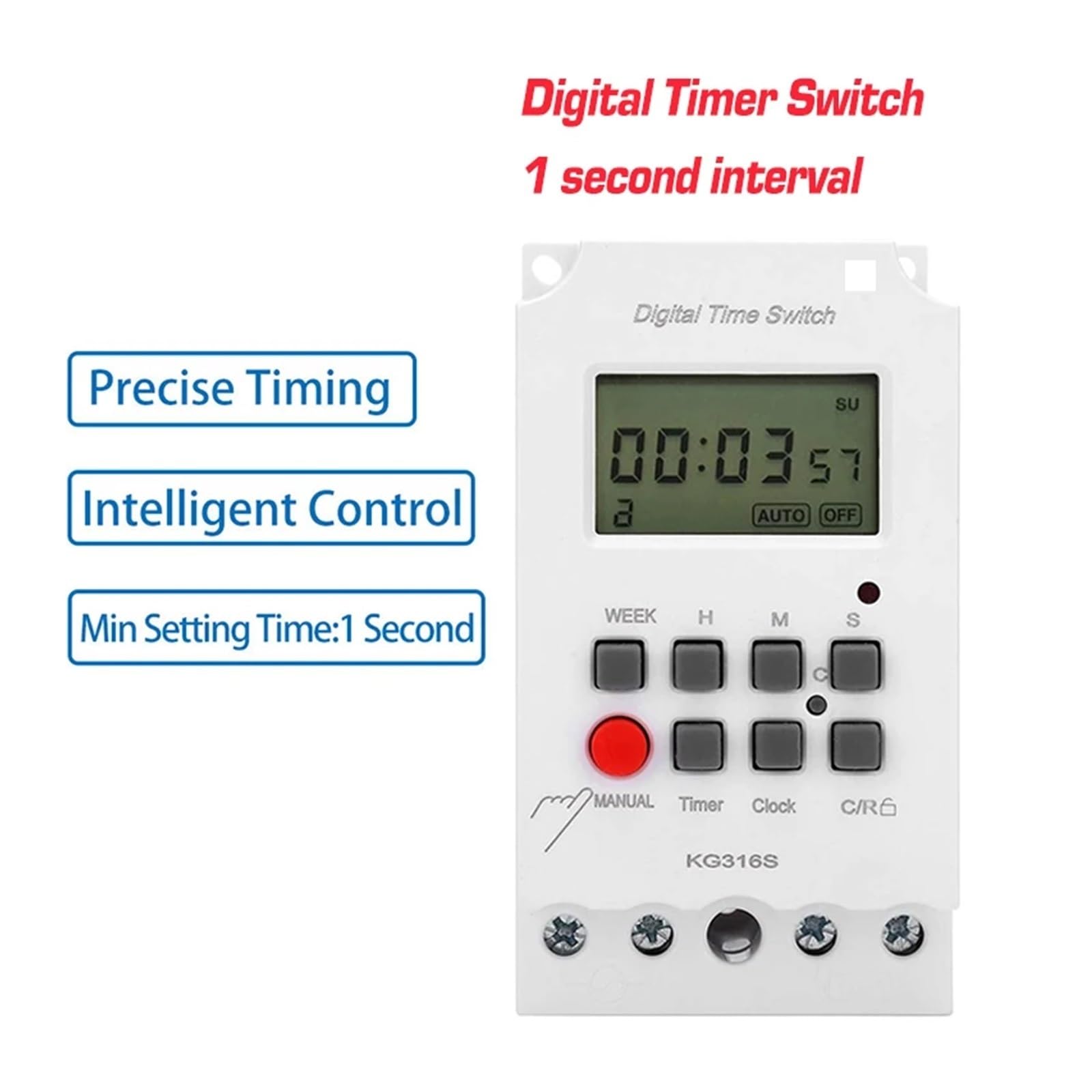 Interruttore Timer elettronico Digitale for Illuminazione, carico Elevato 25A 12V CC Timer settimanale Intervallo di 1 Secondo Uscita di Alimentazione Diretta