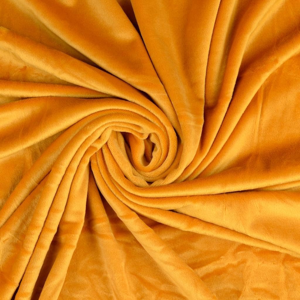 Squish Cuddle Fleece Velour Fabric Material Ochre Mustard 1MTR
