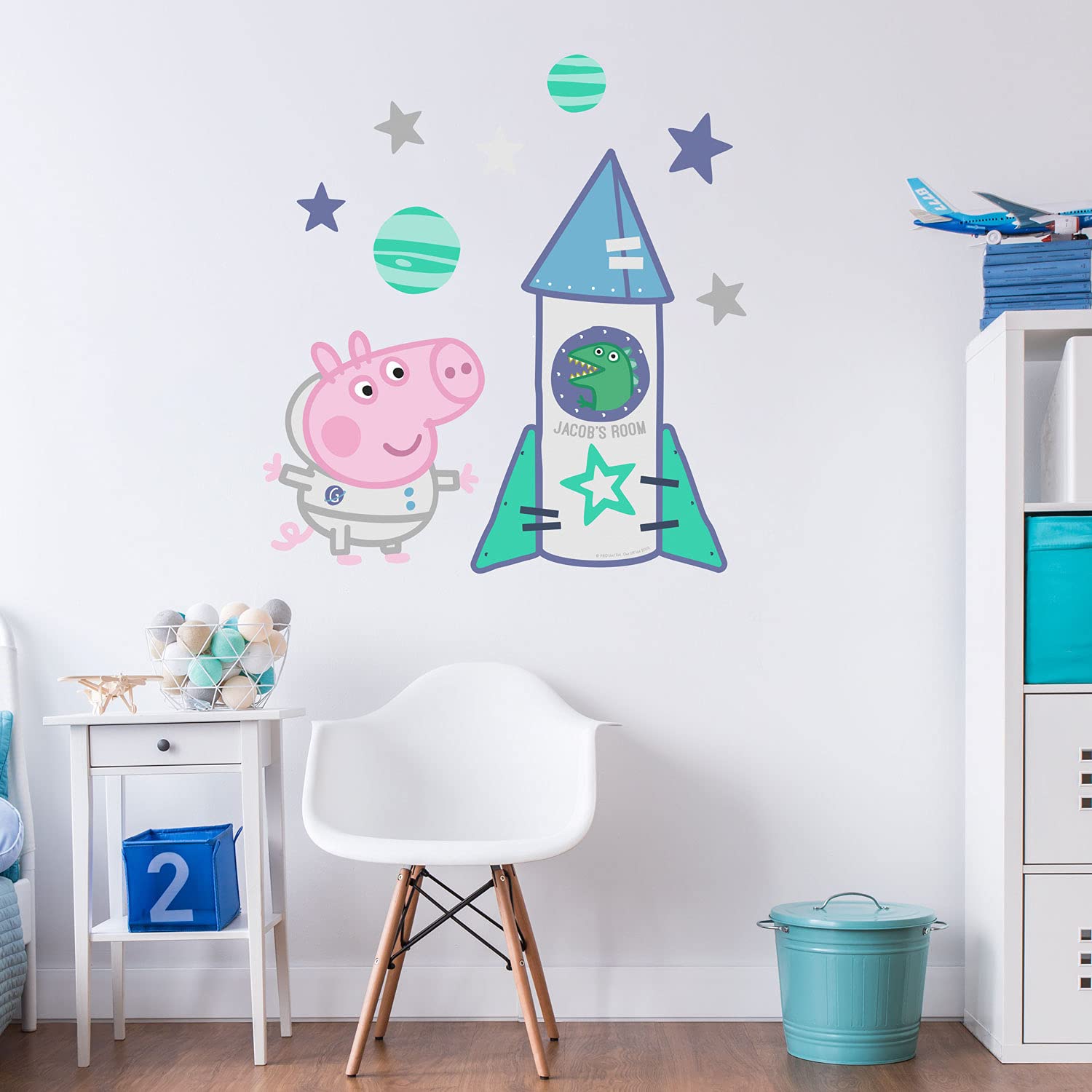 Stickerscape Peppa Pig Space Wall Stickers (Personalised George Rocket - Large Size)| Official Peppa Pig Wall Decal, Wall Decor | Easy to Apply, Cleanly Removable