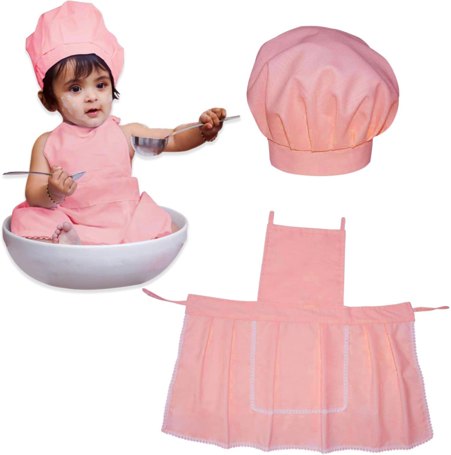 BEMBIKA Cute Baby Cook/Master chef Costume Photography Prop Newborn Infant Hat Apron Chef Clothes
