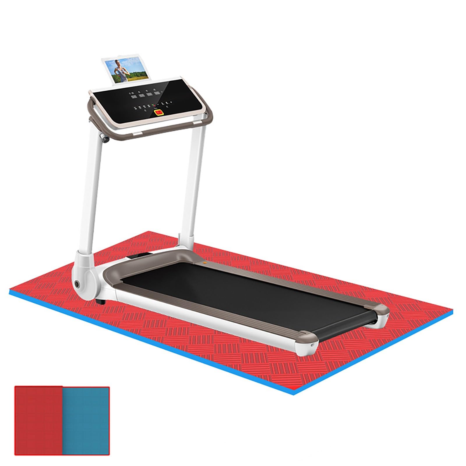 Tappetino per Tapis Roulant Spessore 2.5cm Protezione del Pavimento Tappetino Tappeto Antiscivolo Ammortizzante Tappetini Attrezzi Fitness Casa datto per casa e Palestra(Red+Blue)