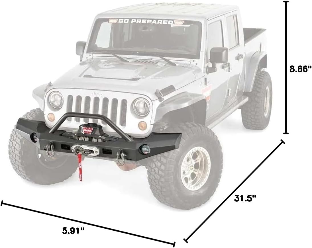 WARN 101465 Elite Series Full-Width Front Bumper for Jeep JK Wrangler, with Grille Guard Tube