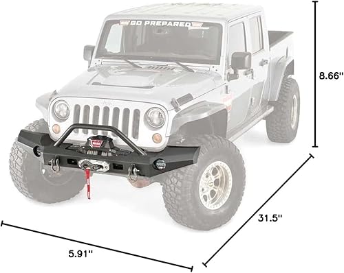 Miniatura 7 de WARN Parachoques delantero rechoncho serie Elite 101450 para Jeep JK Wrangler, con tubo protector de rejilla