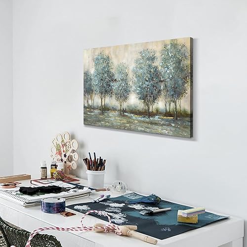 Miniatura 4 de Lienzo de pintura de árbol, arte de pared, bosque texturizado, paisaje, naturaleza, árboles, paisaje, ilustración, dormitorio, sala de estar,