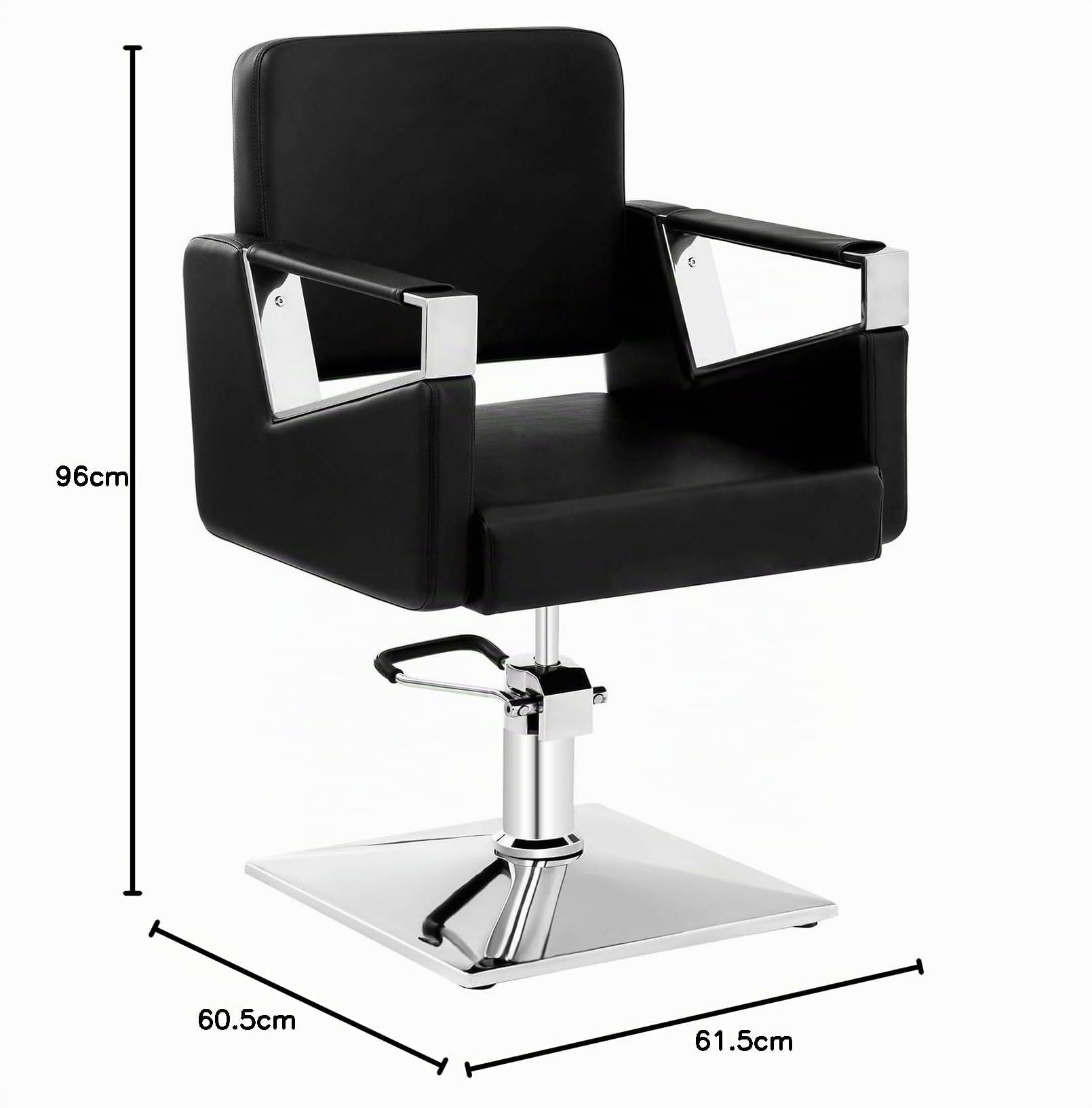Physa Sillón De Peluquería y Salón De Belleza Physa Bristol Black (Fabricada En Acero y Piel Sintética, Altura del Asiento: 46-57 cm, Negro)