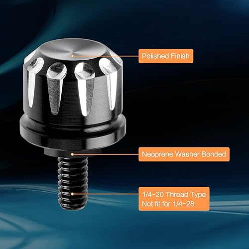 Vista 18 de Tornillo de asiento de motocicleta, tornillo de montaje moleteado para guardabarros trasero, 1/4 "-20 roscas de repuesto para Harley Touring