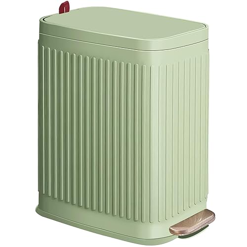 Bote de basura delgado para baño con ambientador, tapa de cierre suave, cubo de basura de acero inoxidable de 6 litros1.6 galones con cubo interior