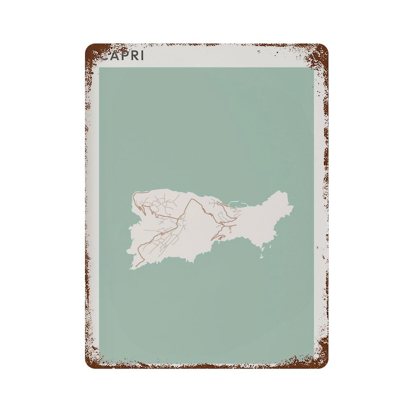 xiaoxiaoshen Capri Map Italy Travel Gift Scandi (2) Wall Decor Art Metal Tin Poster Modern Home Decor Art Home Bar Shop Decorations Vintage Sign 40x30cm
