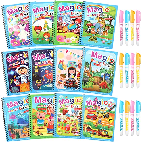 12 Pieces Water Coloring Books For Toddlers With 12 Pens Water Painting Book For Toddlers Reusable Animal Cartoon Water Paint Book Kids' Paint With Water For Toddlers Educational Learning Kits Gifts #TOP9