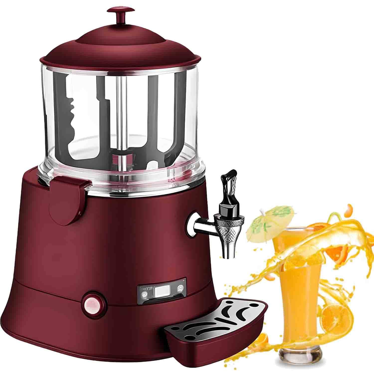 UORDBY Commercial Hot Chocolate Dispenser Warmer, 400W Electric Chocolate Melting Machine with LED Display, 30~90℃ Temp Adjustable, for Coffee Tea Milk Juice Red-5L