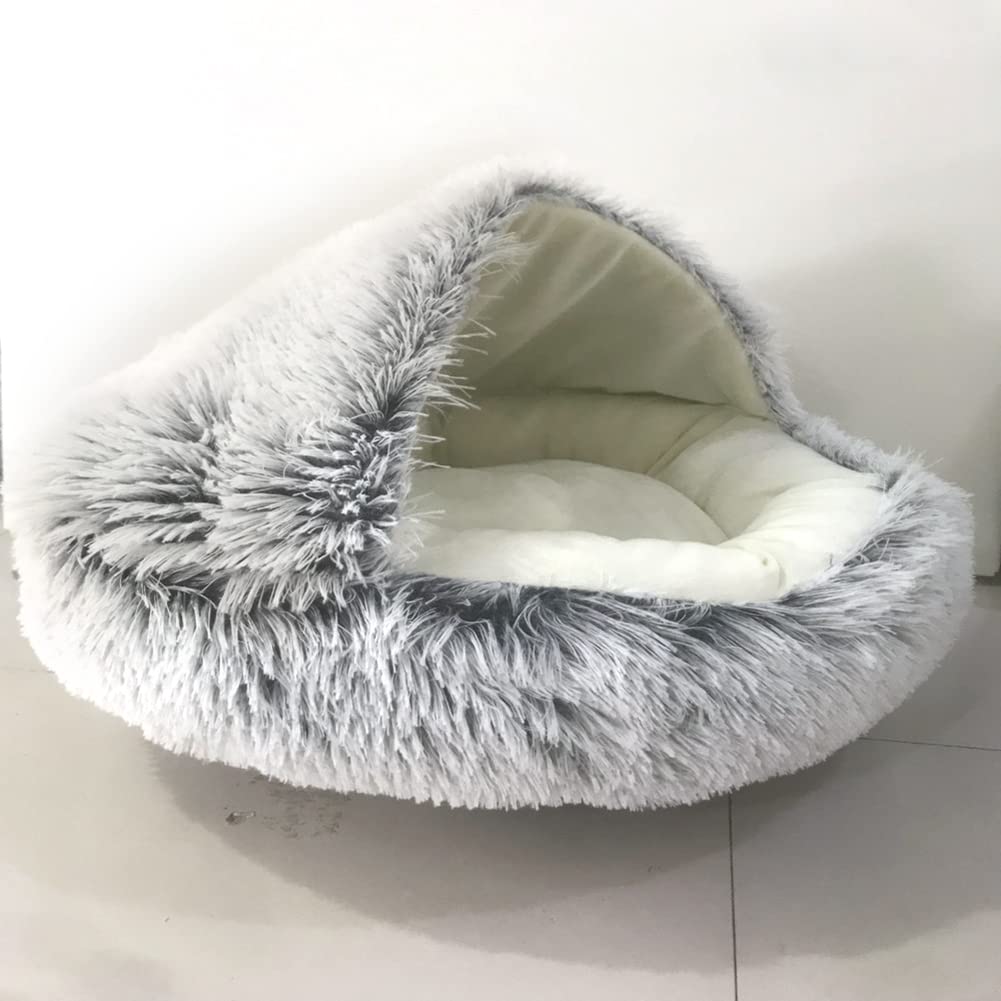 Valink Universeel warm huisdierbed, halfgesloten, warme pluche slaapmat, dikke deken voor de winter, grijze brandnetelmat