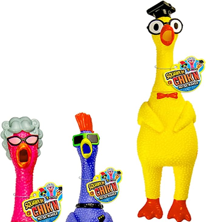 JARU Squeeze Me Rubber Chicken Toy (1 Chicken Assorted