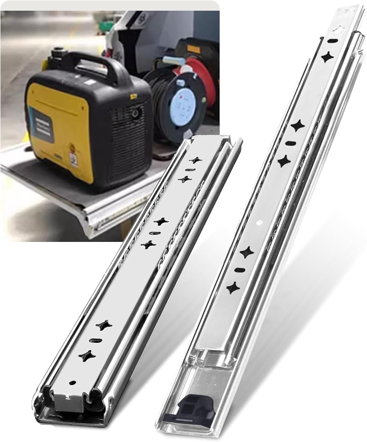 1 Pair 22 Inch Heavy Duty Drawer Slides -260 Lb Capacity with Screws,Side Mount Undermount Full Extension 3 Fold Ball Bearing Stainless Steel Hardware Drawer Rails 22inch