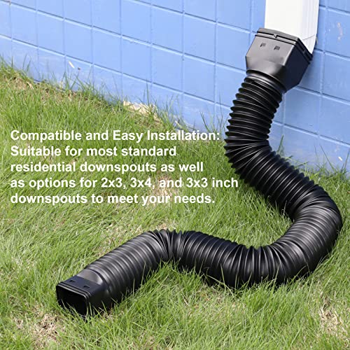 plusgutter Black2pack Rain Gutter Downspout Extensions Flexible, Drain