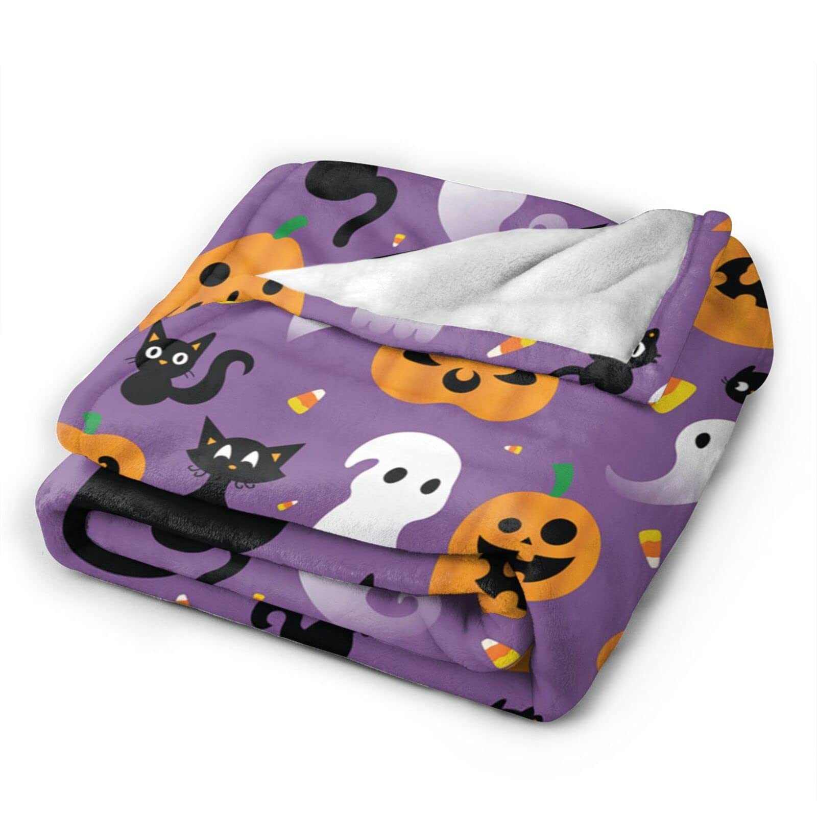 Halloween-Überwurfdecke Mit Kürbis & Schwarzer Katze – Weicher Flanell, 127x152 Cm Oder 152x203 Cm – Gemütlich & Waschbar