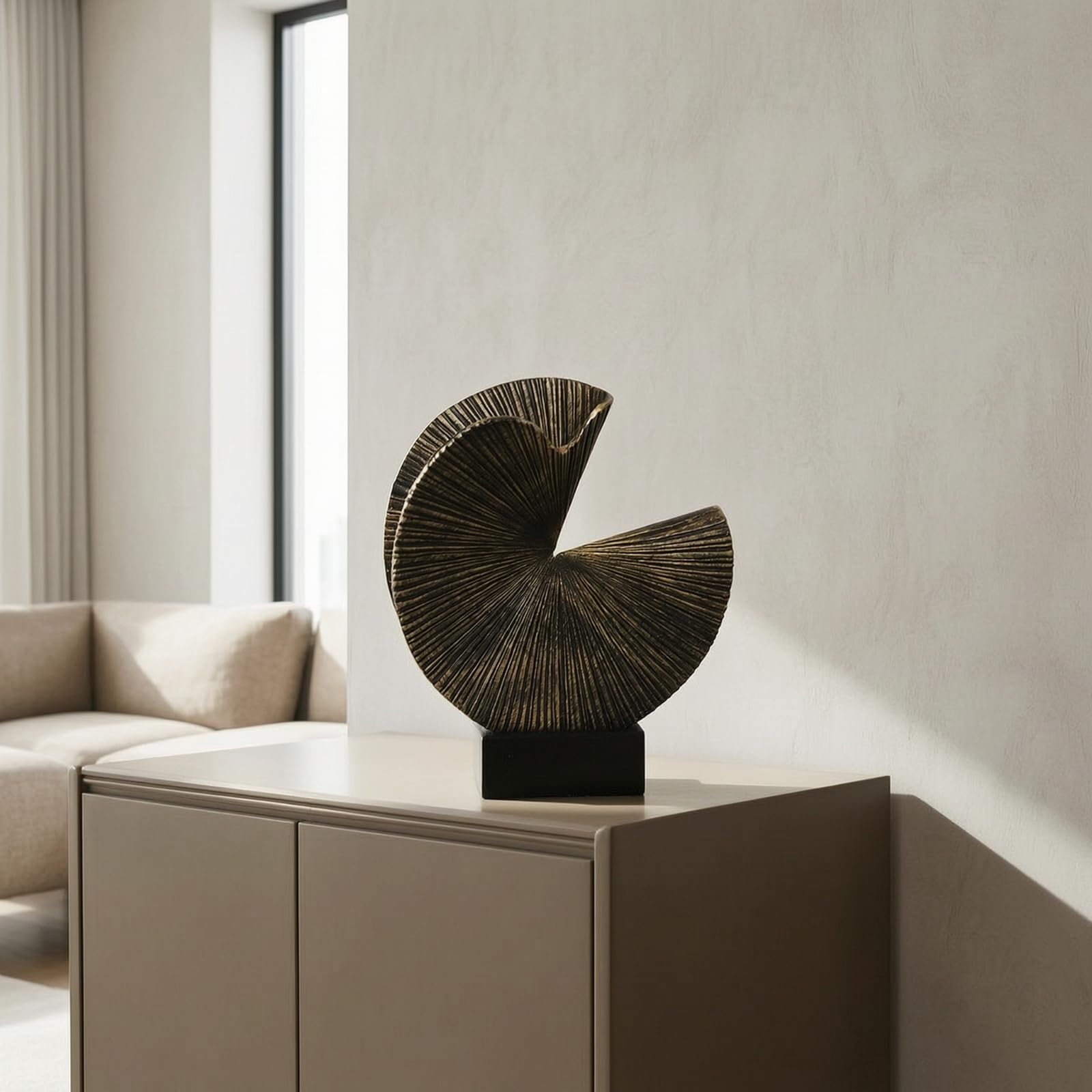 Qianly Escultura Conceptual Minimalista Figura Geométrica Envejecido Estatua para Salón, Oficina