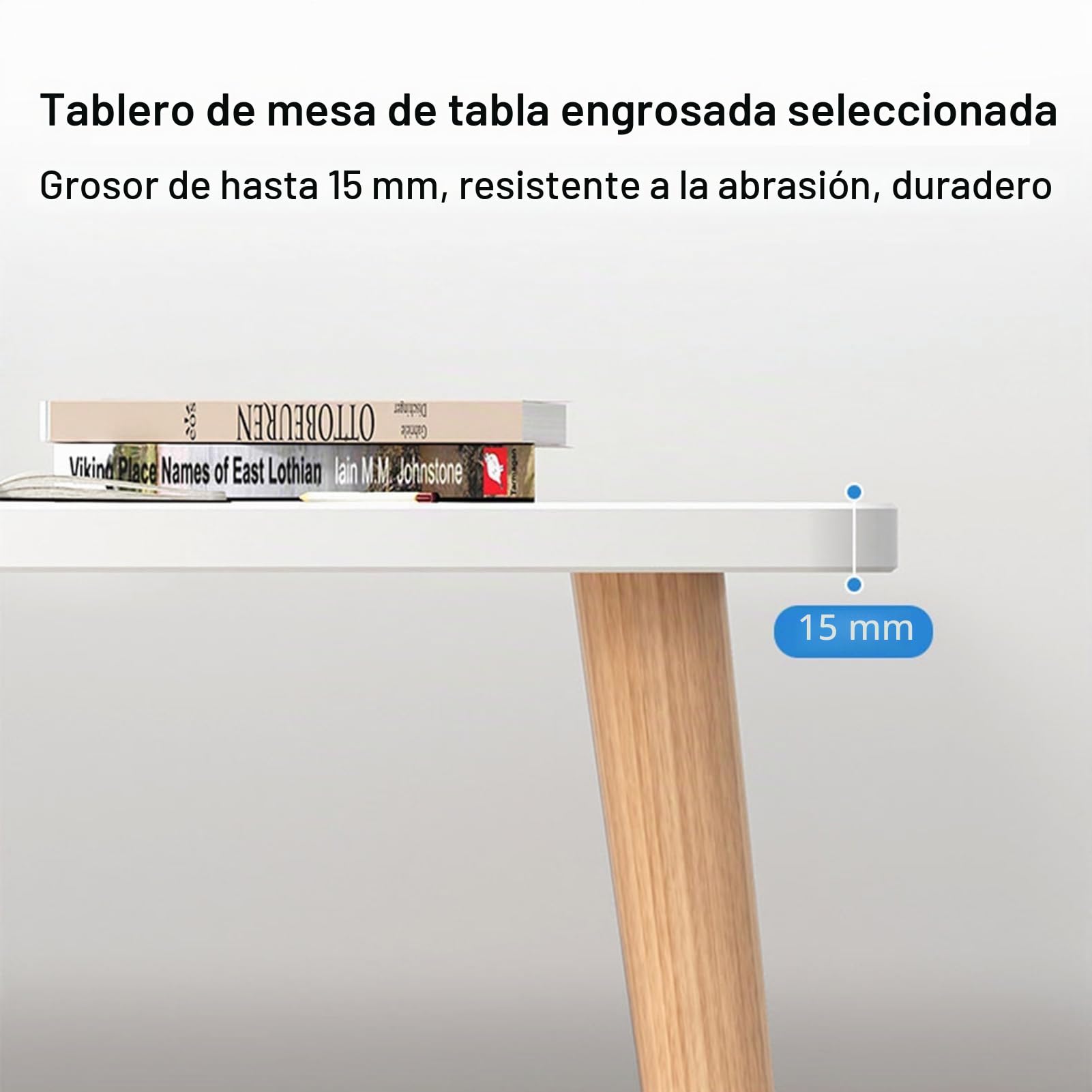 Escritorio de ordenador OSKOPWRC Blanco, 100 x 60 cm, Escritorio de estudio, Mesa de trabajo, Mesa de juego, Blanco, Estilo nórdico, Madera natural