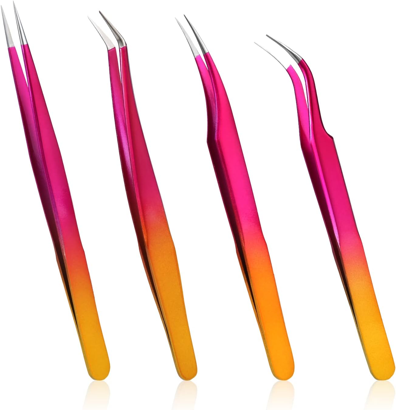 4Pcs Lash Tweezers Set, Stainless Steel Lash Extension Tweezers Four